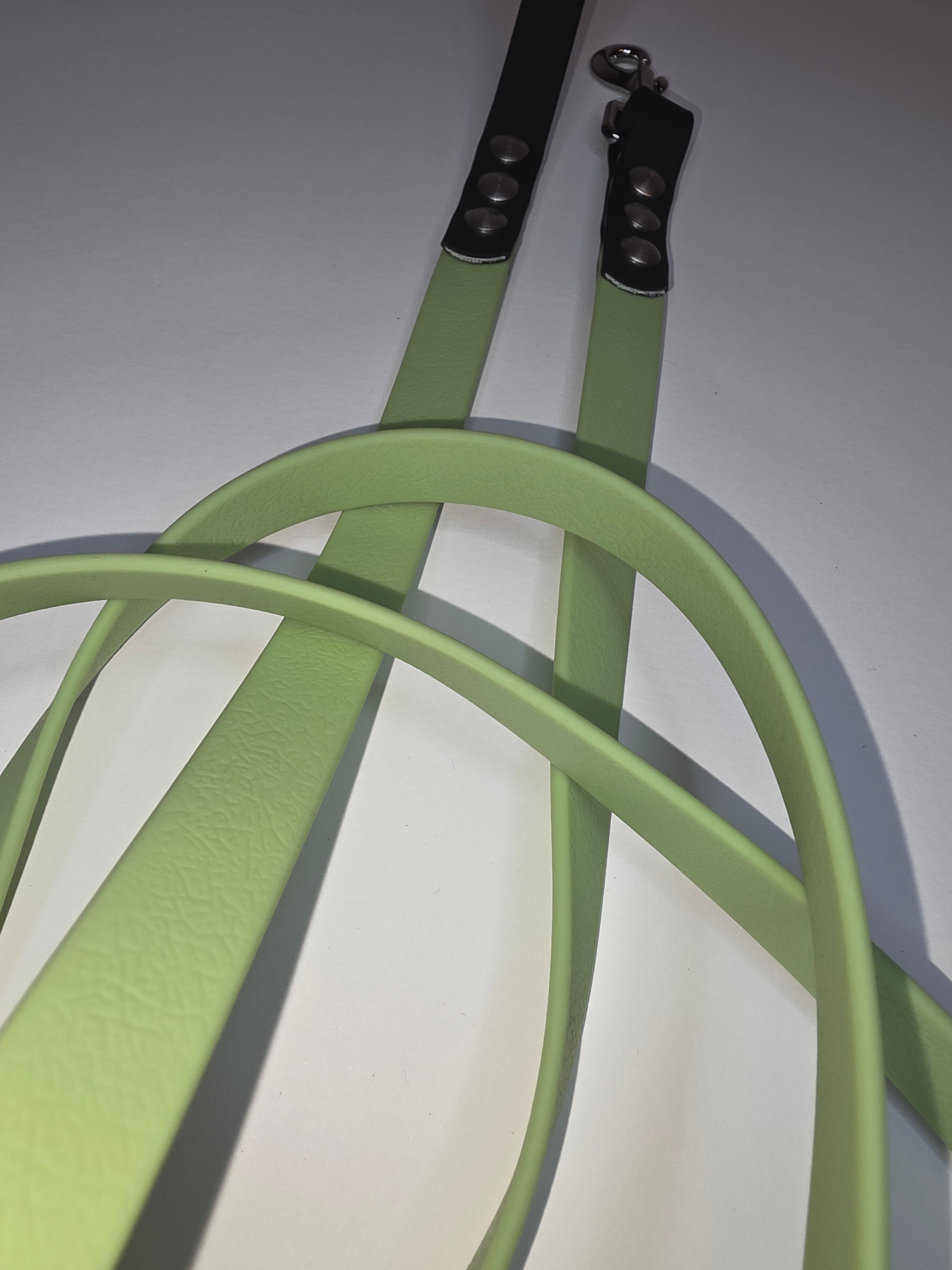 Pavadėlis dengtas PVC, žalias su juoda rankena