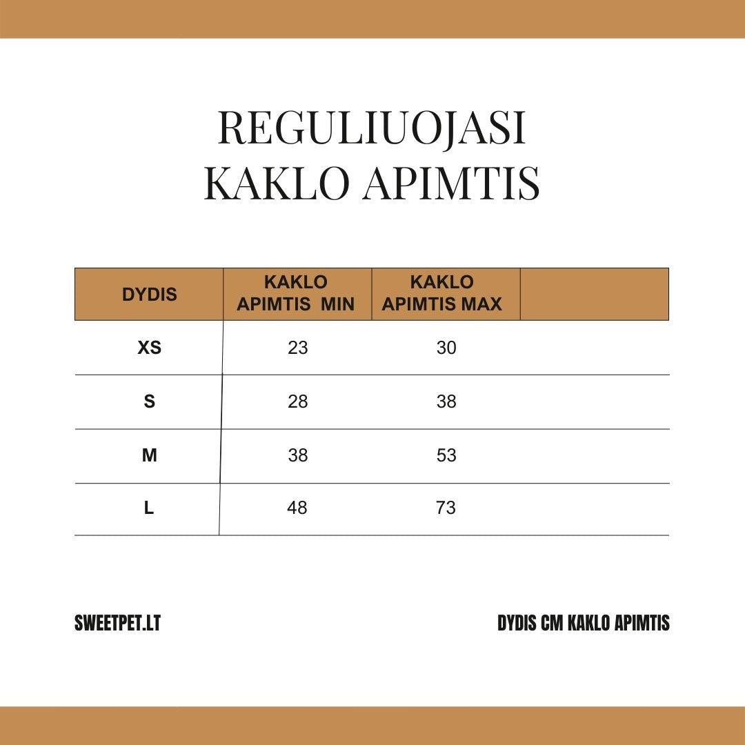 Reguliuojamas antkaklis dengtas PVC, Rudas